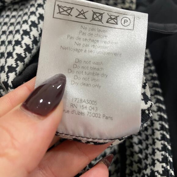 SÉZANE Clara Houndstooth Print High Rise 7/8 Trousers, Black/Ecru, FR40/US8 - Picture 11 of 12